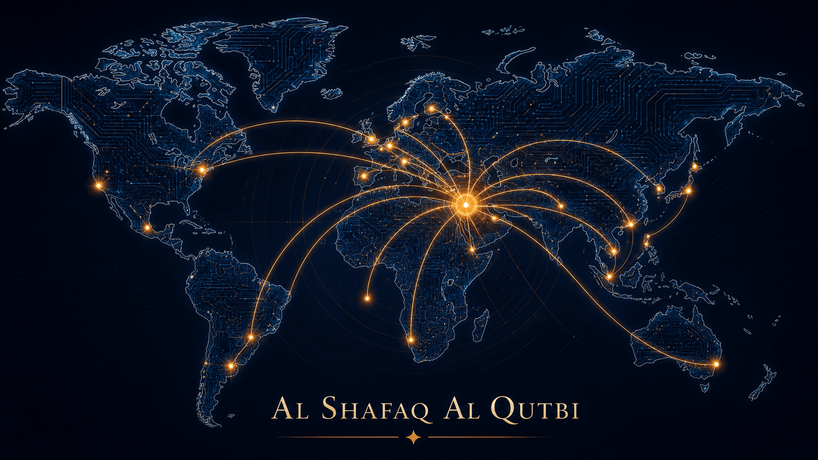 Glowing world logistics map showing Jordan as a central trade hub.